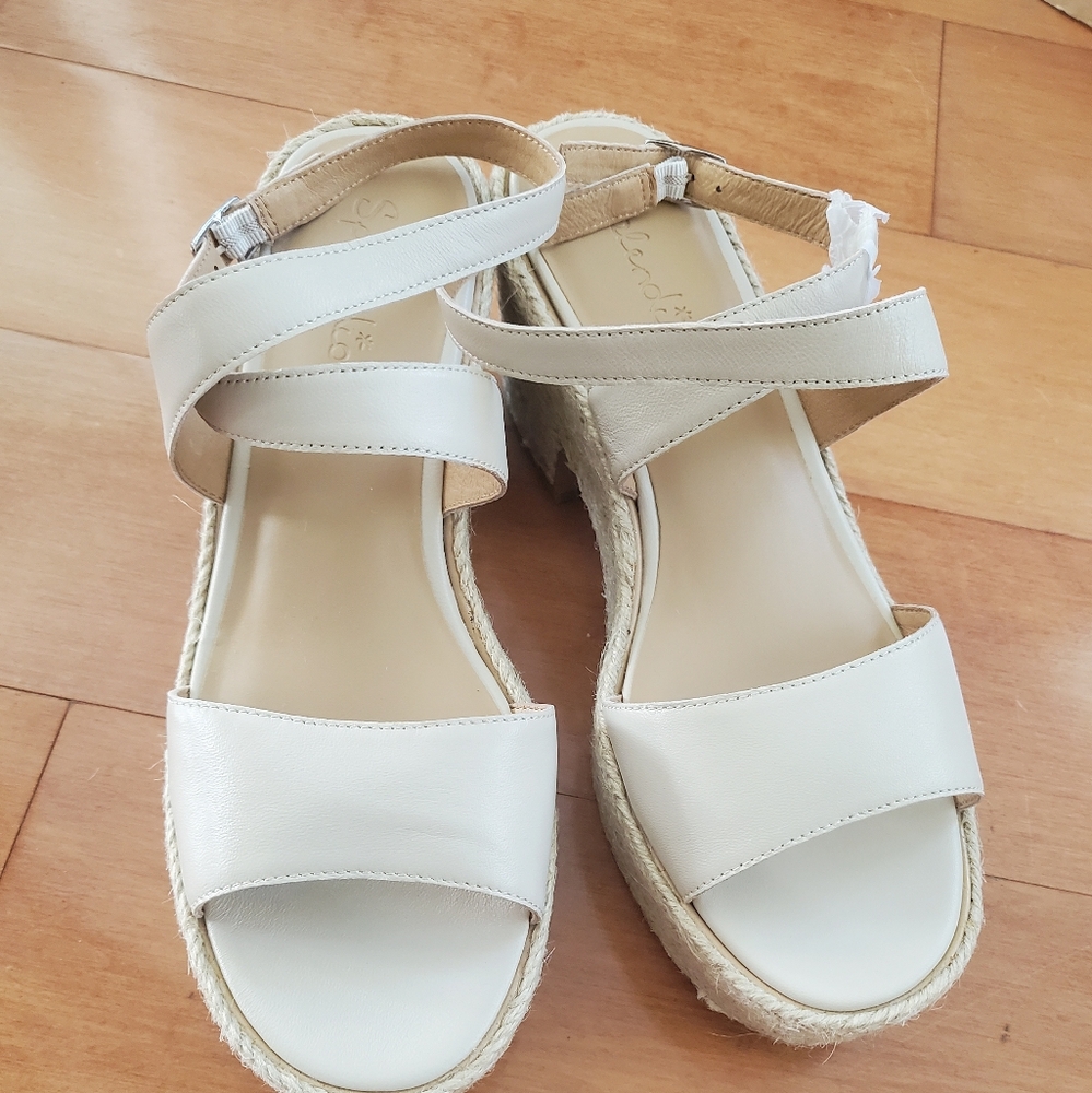 Bowie Espadrille Platform Wedge Leather Sandals, 9 - Picture 2 of 7